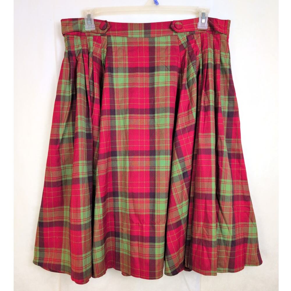 Voodoo Vixen green red plaid pleated skirt Size XXL Preppy Retro Punk Grunge